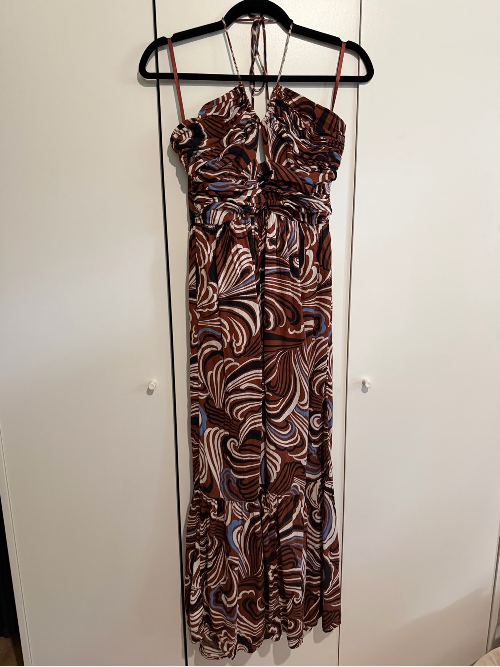Loft - Brown Swirl Halter Maxi Dress - Women's Elegant Summer Dress